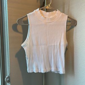 Mock neck cropped white tank top